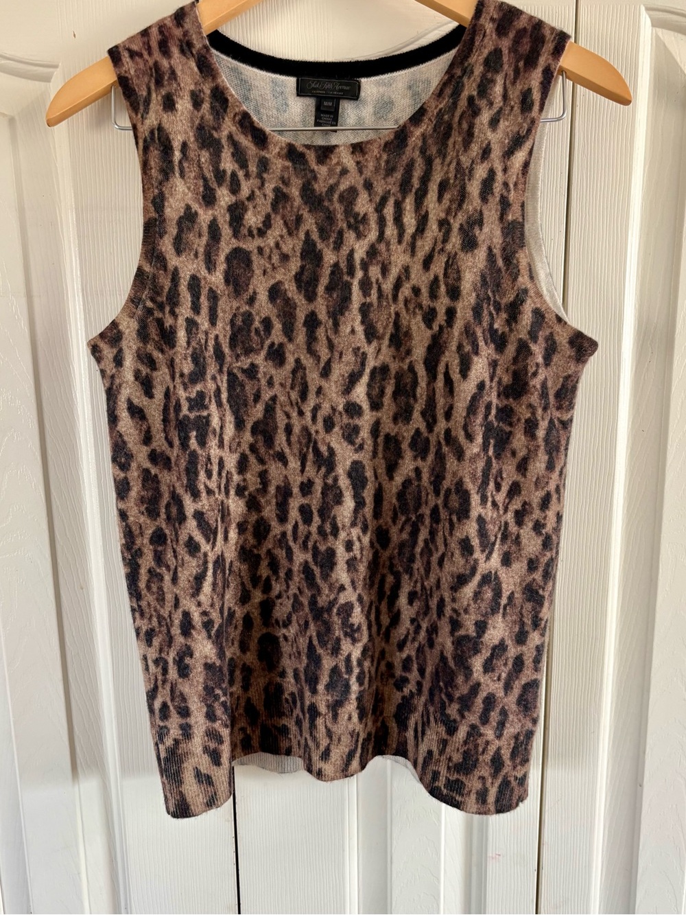 Saks Fifth Avenue Leopard Print Sleeveless Top - 100% Cashmere Women’s Medium